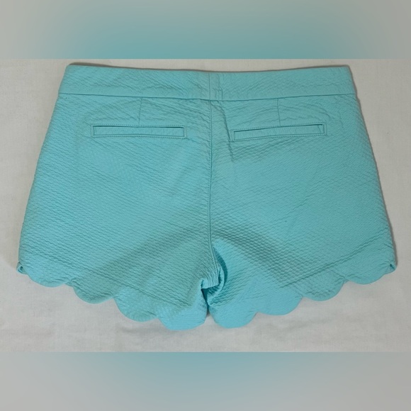 Lilly Pulitzer Buttercup Stretch Scallop Hem Shorts Aqua Blue Size 0 Summer - Picture 2 of 7